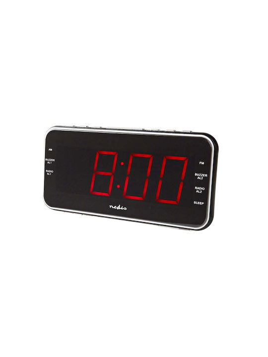 Nedis Am Fm Digital Led Radio Alarm Clock Usb-a Port Time Projection Black