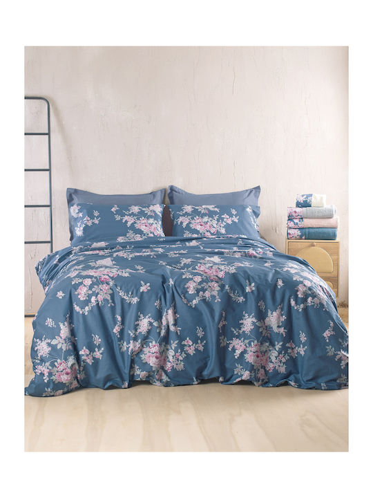 Rythmos Single Quilt Set 160x240cm Nova Springtime Dark Blue 2pcs