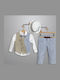 Baptism Suit Boy Sky Blue-Beige 3021-1 New Life Nl-26-3021-1
