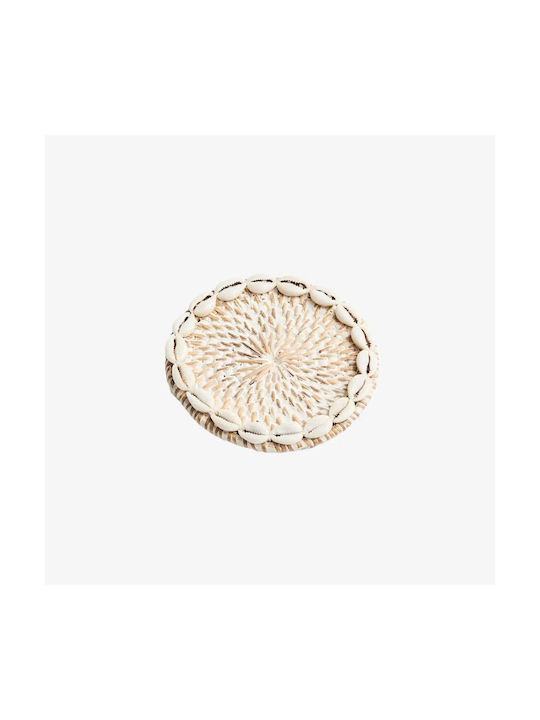 Phos & Gaia Round Wooden Coaster Beige