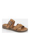 Leder Flache Sandalen für Damen Tabac
