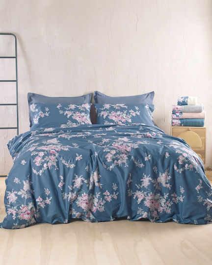 Rythmos Κουβερλί Σετ Υπέρδιπλο Μπλε Σκουρο 220x240cm 3τμχ