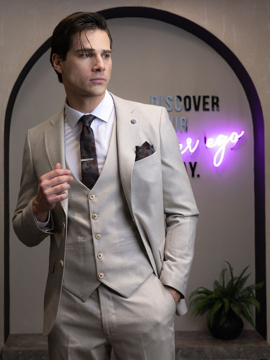 Men's Suit with Slim Fit Beige