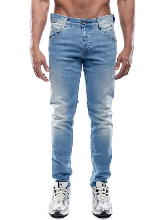 Herren Jeanshose Elastisches Gekürztes Slim Anwendung Wasch Blau