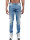 Herren Jeanshose Elastisches Gekürztes Slim Anwendung Wasch Blau
