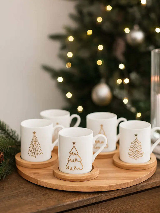 Phos & Gaia Set Of Brown Ceramic Coffee Cups Brown 6 Pieces