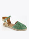 Leder Damen Espadrilles in Grün Farbe