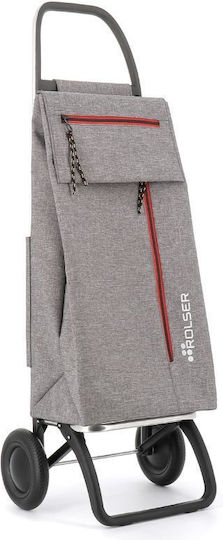 Tweed Fabric Shopping Trolley Foldable Gray 40x33x104cm