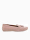 Leather Women's Loafers in Pink Colour
