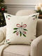 Pillow Case Mistletoe 50x50 Cotton Branches & Bow Pghd0137