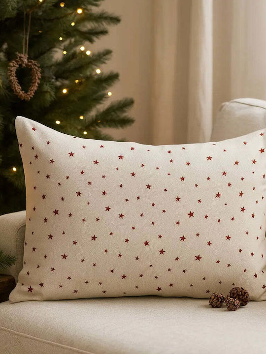 Christmas Pillow Case 50x30 Natural Cotton Stars Pghd0136