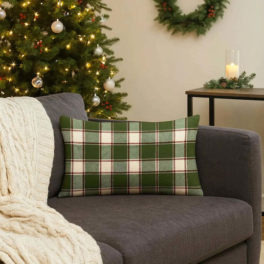 Față De Pernă Christmas Wish 50x30 Bumbac Natural Model În Carouri Pghd0131