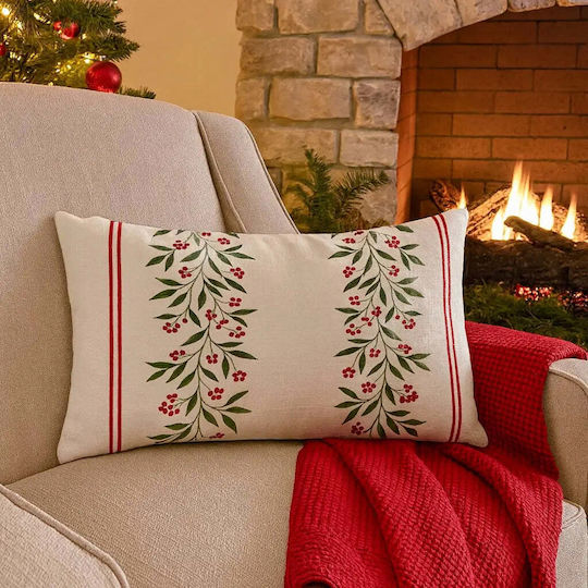Mistletoe Pillow Case 50x30 Cotton Festive Branches Pghd0138