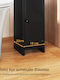 Costway Floor Bathroom Shelf Wooden 20x18x80cm Black