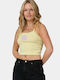 Γυναικείο Crop Top Αμάνικο Κιτρινη