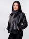 Leather Women's Jacket for Winter Black