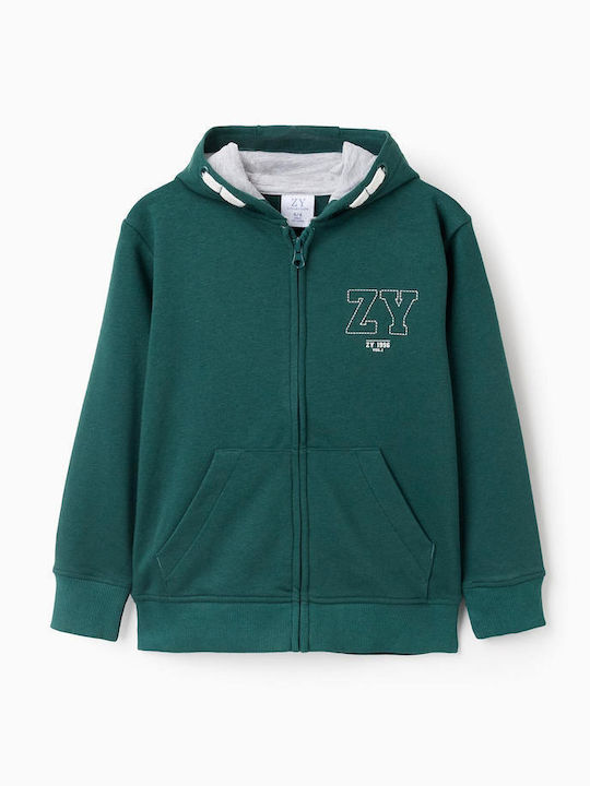 Kids Sweatshirt Cardigan Cypress Green