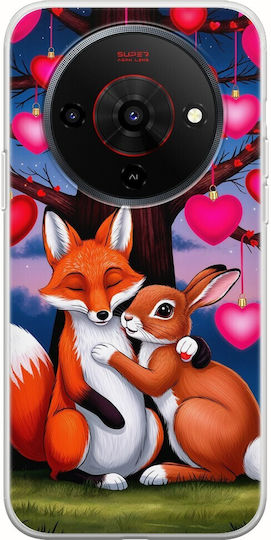 Husă Valentine's Day Fox Bunny Sub Copacul Dragostei Zte Blade A76 5g TPU Flexibil Silicon Transparent