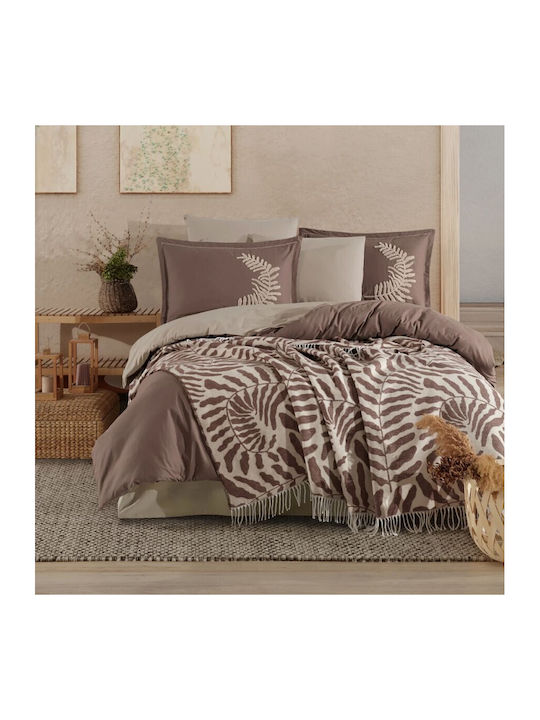 Cottonbox Set Huse Pentru Pilote 100% Bumbac 200x220cm Dublă Cu 2 Fețe De Pernă & 1 Cearceaf Maro