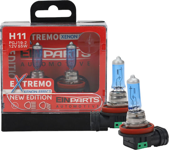 Einparts Autolampen H11 Halogen 12V 55W 2Stück