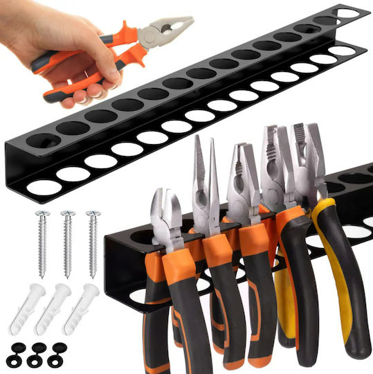 Zola Suport Multifuncțional De Perete Pentru Unelte 14 Compartimente Organizare Accesorii De Montare Incluse Oțel 40 Cm Negru