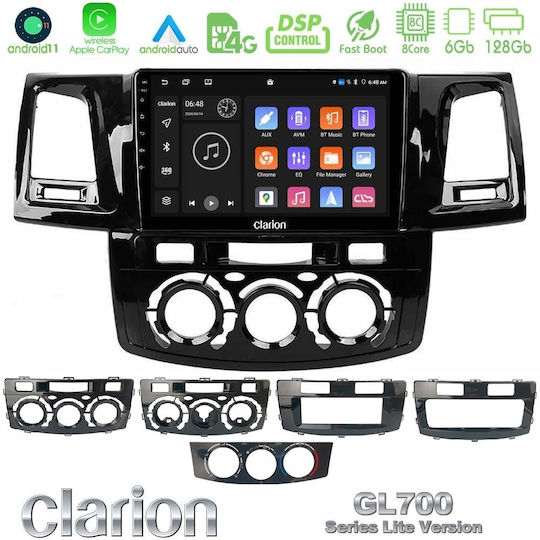 Clarion Автомобилна Аудио Система за Toyota Hilux 2007-2016 (Bluetooth/USB/Вграден Wi-Fi/GPS/Apple CarPlay/Android Auto) с Touch Screen 9"