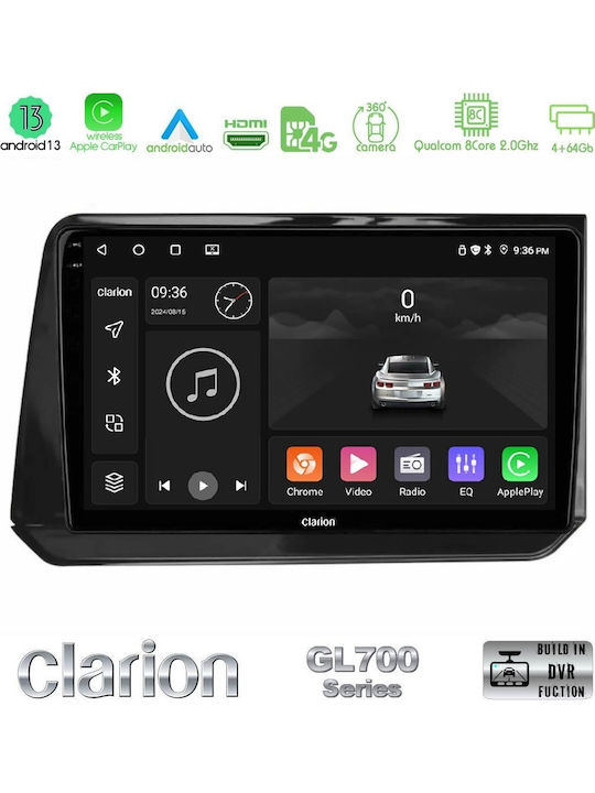 Clarion Auto-Audiosystem für Nissan Note 2022-2023 Bluetooth USB Eingebautes Wi-Fi GPS Apple CarPlay Android Auto mit 10 Zoll Touchscreen