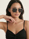 Luigi Ochelari De Soare Unisex Cu Ramă Metalică Neagră Și Lentile Negre 4855701