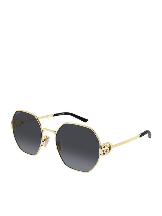 Gucci Unisex Sunglasses With Gold Metallic Fram...