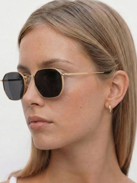 Luigi Unisex Sunglasses with Black Metallic Frame and Black Lens 4856001