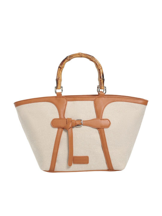 Fabric Women's Handbag Brown