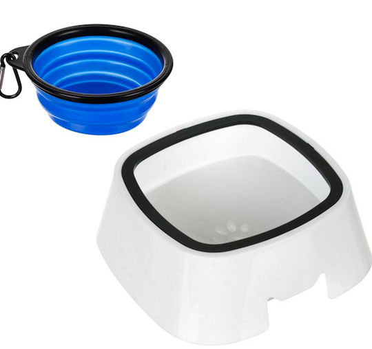 Bol din Plastic ABS pentru Hranire Lenta pentru Câine și Pisică 1.5l 22cm în Culoare Albă