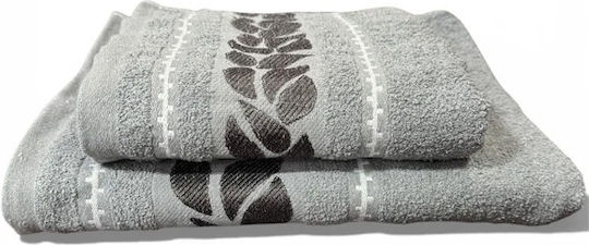 SpitiBazaar Set of Bath Towels 2 Pcs Gray Weight 400gr/m²