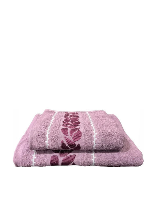 SpitiBazaar Πετσέτα Προσώπου Ροζ 2τμχ Βάρους 400gr/m²