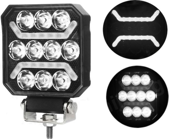 LED Прожектор Slim 10-30 Volt Висока Мощност 15W Бял 101mm X 101mm X 37mm IP68