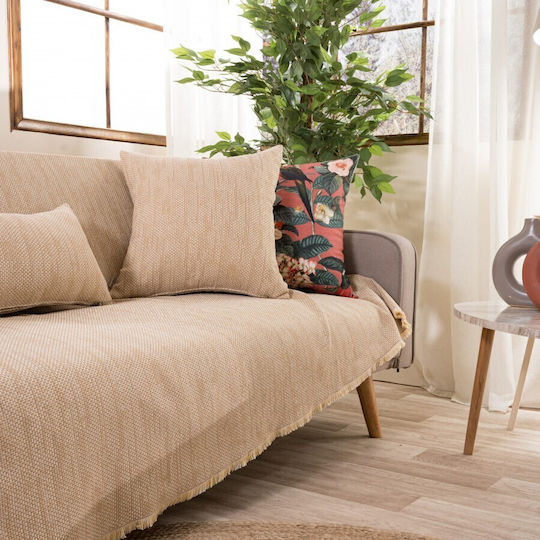 Teoran Rieti Armchair Throw Chenille 180x150cm Beige