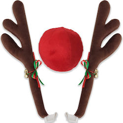 Christmas Car Decoration Set Reindeer Antlers Nose 12 X 43 Cm