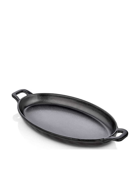 Yuk Piatelă De Servire Ovală Din Melamină Neagră 29x15cm