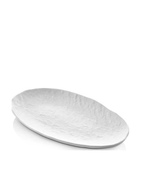 Yuk Yuk Servierplatte Oval Melamin Weiß 24x14cm