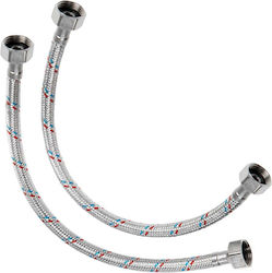 Avizar Braided Flexible Hose 40cm F1/2 F3/8 Plumbing Connections Grey