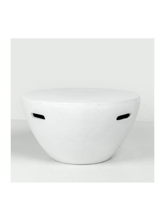 Round Side Coffee Table Lithos Central White W68xL68xH36cm