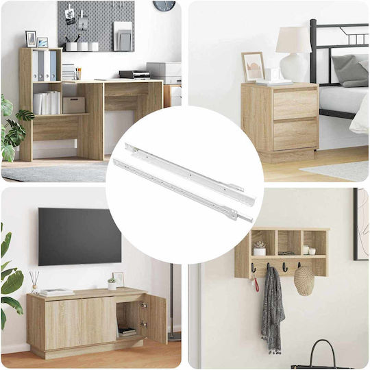 Vidaxl Οδηγός Συρταριού 2 Pcs Λευκό 400 Mm Ατσάλι