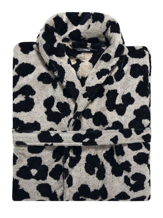 Kentia Nemera Bathrobe with Collar Ecru-black