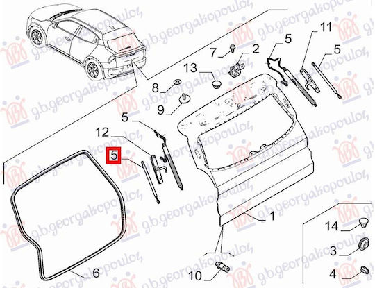 Αμορτισέρ Πορτ Μπαγκάζ Γνήσιο Alfa Romeo Junior 24 50572676 Δεξί 1 Τεμ