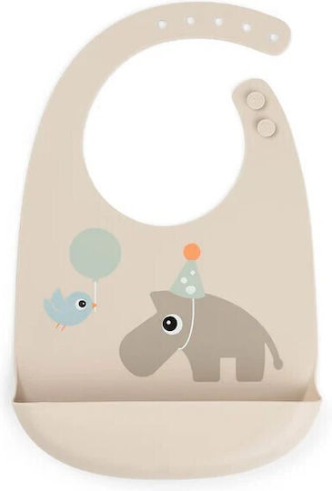Done by Deer Waterproof Silicone Baby Bib with Pocket Beige
