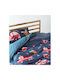 Kentia Σετ Σεντόνια Ημίδιπλα Βαμβακερά Blue-petrol-red 190x270cm 3τμχ