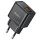 Yesido Incarcator Fara Cablu GaN cu Port USB-A si Port USB-C 30W Power Delivery Negru