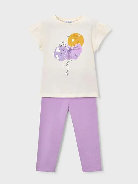 Mayoral Kids Summer Set with Leggings 2pcs Lilac
