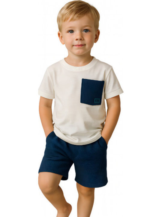 Kids Set with Shorts Summer 2 Pieces White/Blue