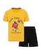 Kids Set with Shorts Summer 2 Pieces Black and Yellow T-Shirt